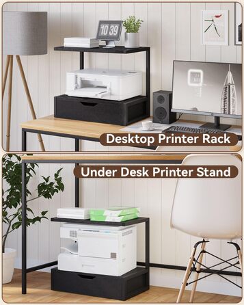 Підставка для принтера IBUYKE 2-ярусна, стіл з полицею, органайзер для офісу, чорний (TLJ015W)