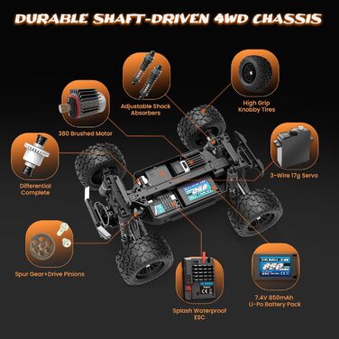 Радіокерований позашляховик Haiboxing 1/18 4WD 36 км/год - RC Monster Truck для дітей та дорослих 18859E