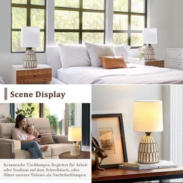 Настільна лампа GyroVu 2 шт. з ротангу, Бохо стиль, цоколь E27, для спальні, вітальні, читання