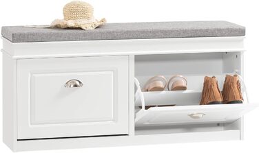 Полка для взуття SoBuy з сидінням, білий, 104x52x24 см, FSR64-W