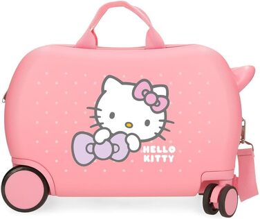 Дитяча валіза Hello Kitty, рожева, ABS, 4 подвійних колеса, практичний салон з гумовими відділеннями