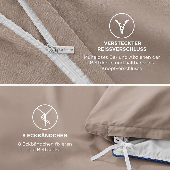 BEDSURE Комплект постільної білизни 135x200 з бавовни 4-х частинний - комплект постільної білизни, 2 наволочки 80x80 см, Oeko-TEX, колір хакі