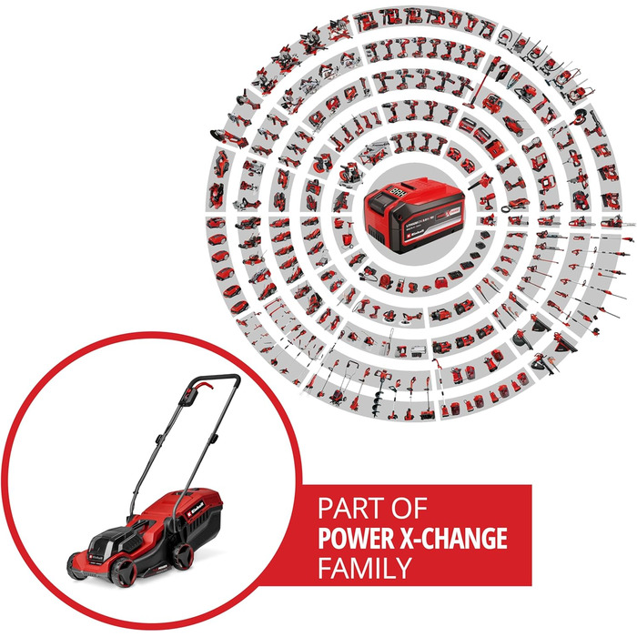 Акумуляторний газонокосарка Einhell City GE-CM 18/30 Li Kit Power X-Change (18 В, ширина косіння 30 см, до 150 м², Brushless, кошик 25 л, висота косіння 30-70 мм, з акумулятором 3.0 Ah + зарядним пристроєм)