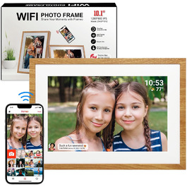 Цифровий фоторамка Frameo з Wi-Fi, 10.1 дюйма, 32GB, сенсорний екран, автоповорот, сумісність з додатком Frameo