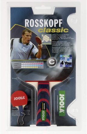 Ракетка для настільного тенісу Joola ROSSKOPF класична схвалена ITTF ракетка для настільного тенісу для професійних або клубних гравців-Компвуд, губка 2,00 мм і м'ячі для настільного тенісу для тренувань 40 мм, білий, блістерна упаковка з 12 предметів