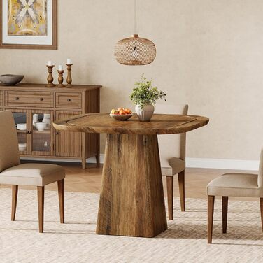 Столовий стіл Tribesigns на 4 особи, 80 см, квадратний, в стилі рустік для кухні, вітальні, їдальні (колір коричневий)