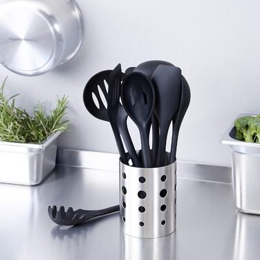 Набір кухонного посуду DomopolisCommercial з силікону з антипригарним покриттям, термостійкий, з 8 предметів, чорний