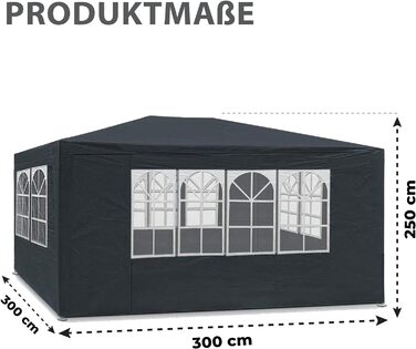 Альтанка MaxxGarden 3x4 м - Садовий намет - шатро - 12 м - Захист від ультрафіолету 50 - Водонепроникний - 4 бічні панелі (сірий)