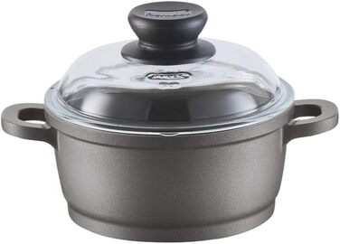 Каструля Berndes BONANZA з кришкою з термостійкого скла, силіконовими ручками, антипригарним покриттям, 2.3 л, чорна (16 см, для індукційних плит)