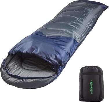 Спальний мішок Anaterra - для, всі сезони, кемпінгу, з компресійним мішком, легкий, невеликий розмір рюкзака, зовнішній, водонепроникний - зимовий спальний мішок, літній спальний мішок, кемпінговий спальний мішок модель 9