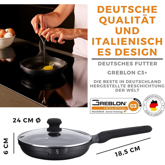 Сковорода-гриль Stone&Stone 28x28 см | Професійна сковорода для стейків | Німецьке антипригарне покриття GREBLON C3+ без PFOA | Знімна ручка | Підходить для індукції, газу та духовки | Для приготування барбекю з щипцями (24 см)