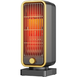 Електричний обігрівач 2000W з терморегулятором, тихий, 3 режими, PTC кераміка, швидкий нагрів, ECO режим, пульт, таймер 12H, поворот 70°, для офісу, спальні, ванної кімнати (чорний)