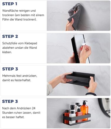 Підставка для душу без свердління - 2 шт., органайзер для ванної кімнати з нержавіючої сталі, полиця для душу, тримач для шампуню (1 упаковка, чорний)