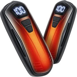 Електричні грілки для рук 2 шт. з акумулятором 6000mAh, 5 режимів нагріву, USB, для кемпінгу та активного відпочинку, подарунок для жінок та чоловіків, чорний