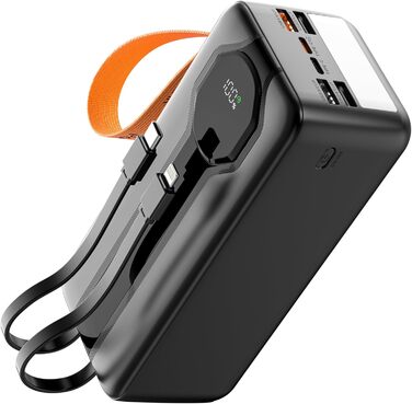 Портативна електростанція QC 22,5 Вт 80000 мАг, швидка зарядка Power Bank типу C PD 20 Вт, сумісна з телефоном (чорний)