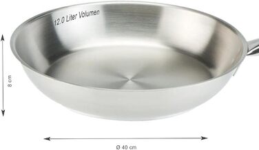 Сковорода skk XL з високими бортами Ø 40 см - індукційна сковорода з нержавіючої сталі 18/10 - гастрономічна сковорода з нержавіючої сталі
