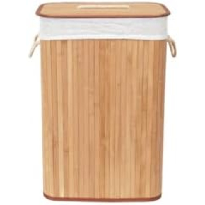 Кошик для білизни з бамбука з винімним мішком - стильний кошик для ванної, спальні або пральні - декоративне зберігання в стилі SPA, квадратний
