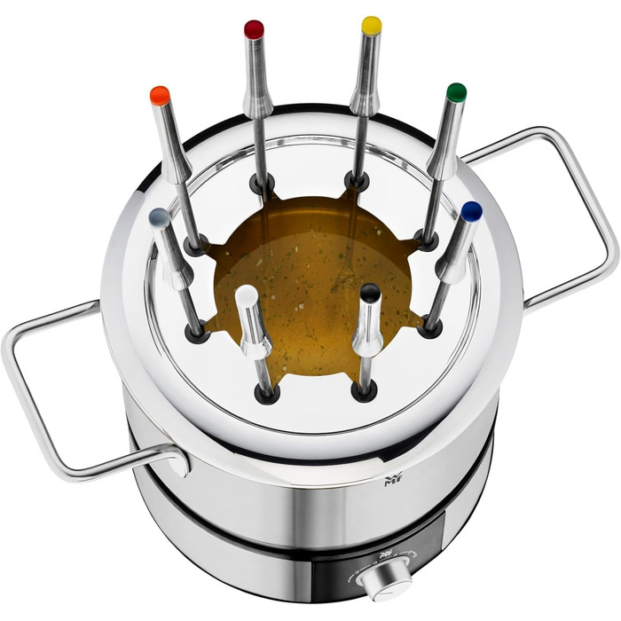 Електричний набір для фондю WMF Lono на 8 осіб: регулювання температури, індукційний горщик 1.2л, з нержавіючої сталі, з тримачем для виделок