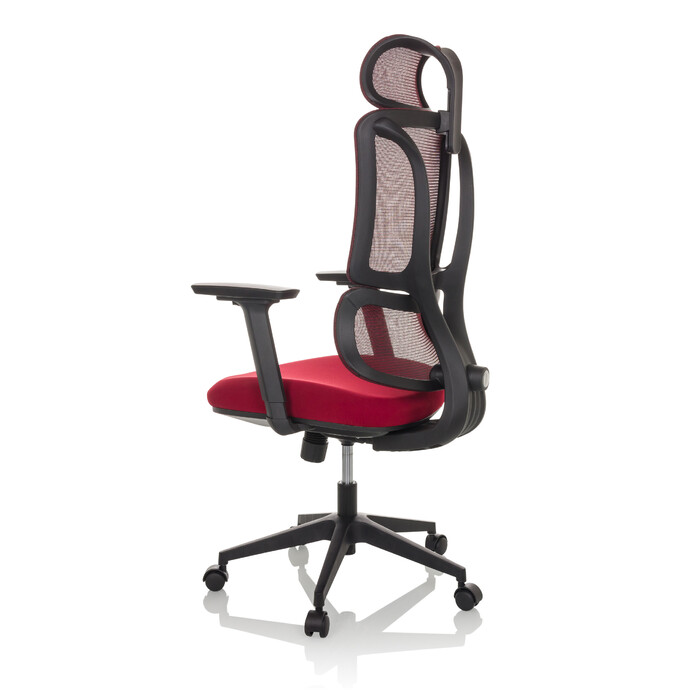 Офісний крісло / Крісло з обертанням ERGOMY, сидіння з тканини / спинка з сітчастої тканини, червоний колір, mybuero