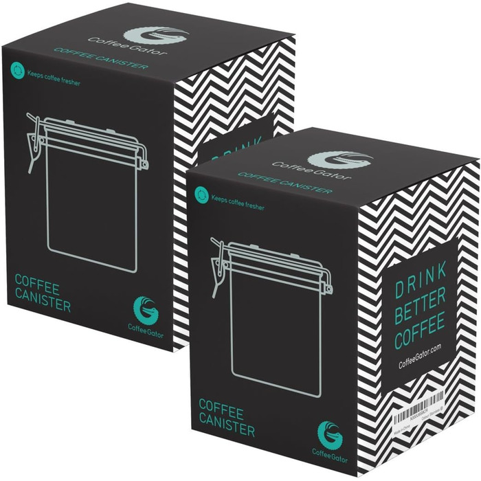 Набір кавових контейнерів Coffee Gator з нержавіючої сталі (2 шт.) – зберігає каву свіжою довше. З датою розкриття, CO2-вентилем та мірною ложкою.