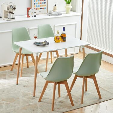 Набір з 4-х стільців EGGREE для їдальні в скандинавському стилі, зелений колір, масивна букова нога, сертифікований SGS