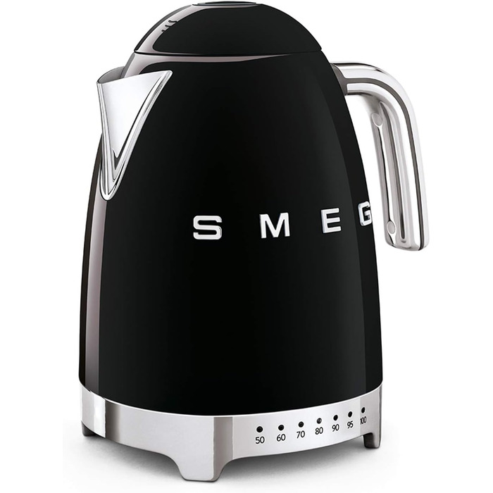 Електричний чайник Smeg KLF04BLEU 1.7L з регулюванням температури, фільтр від накипу, індикатор рівня води, 2400W, чорний