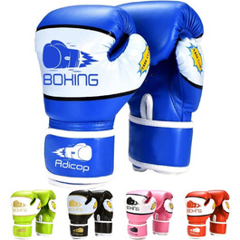 Дитячі боксерські рукавички Adicop для дітей від 4 до 12 років, для підлітків, хлопчиків, дівчаток, для боксу, тренувальні рукавички, для спарингу, боксерські рукавички, для боксерської груші, кікбоксингу, Муай Тай ММА (синій)