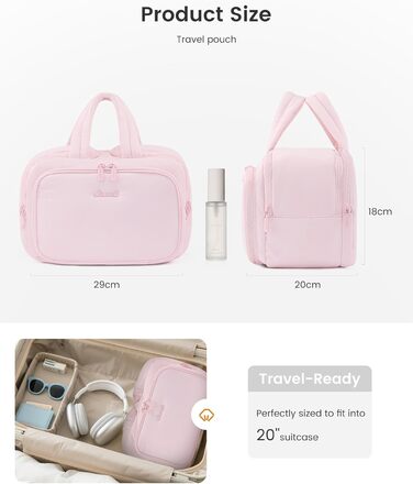 Сумка для косметики OVEVOOK для жінок, велика, з водонепроникним відділенням, рожева (L, блакитна)