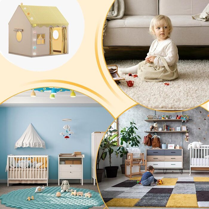 Дитячий намет-халапа для гри вдома | Халапа-замок для дітей, великий намет для ігор у приміщенні, міцний намет для дітей, жовтий колір