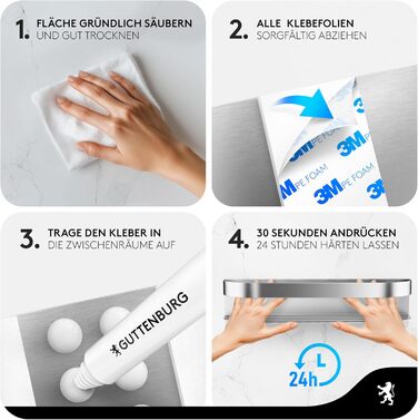 Поличка для душу GUTTENBURG без свердління (XXL, 38 см, 2200 см³), міцна, з нержавіючої сталі, проста установка ARCOS 38