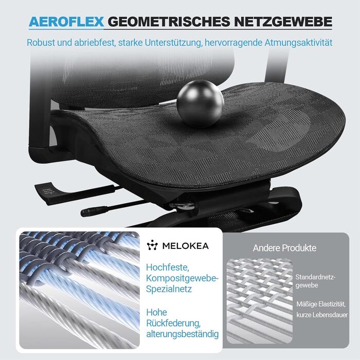 Ергономічне крісло для офісу, 4D підлокітники, регульована глибина сидіння, 4-ступеневий нахил, гумові колеса, сітчаста сидіння, висока спинка, для великих людей, Homeoffice & Gaming, ергономічне крісло для робочого столу (Чорний – з підставкою для ніг, с