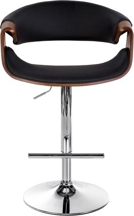 Барний стілець CLP Foley з штучної шкіри, з підлокітниками та спинкою, регульована висота, чорний колір