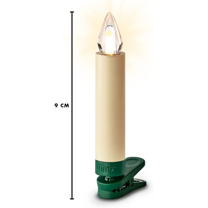 LED-свічки для ялинки Lumix SuperLight Flame Mini Elfenbein, 9 см, тепле біле світло, без пульта, таймер 4 години, розширений набір 6 шт.