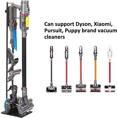 Підставка для Dyson V15-V6, тримач для пилососа Xiaomi, окремо стояча з коліщатками (чорна)