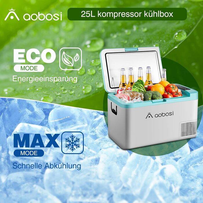 AAOBOSI Холодильник автомобільний компресорний 60 л з Wi-Fi, 12/24/240 В, -20°C до 20°C, Dual Zone, для авто, вантажівки, човна, кемпінгу