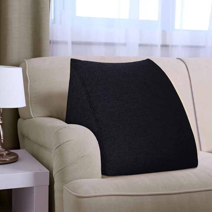 Підвалин для читання Bettkeil, регульоване подушечка для читання, трикутна подушка, подушка-клинок, диванна подушка для попереку, шиї, подушка для спини з знімним льняним чохлом (жовтий (чорний), 45см)