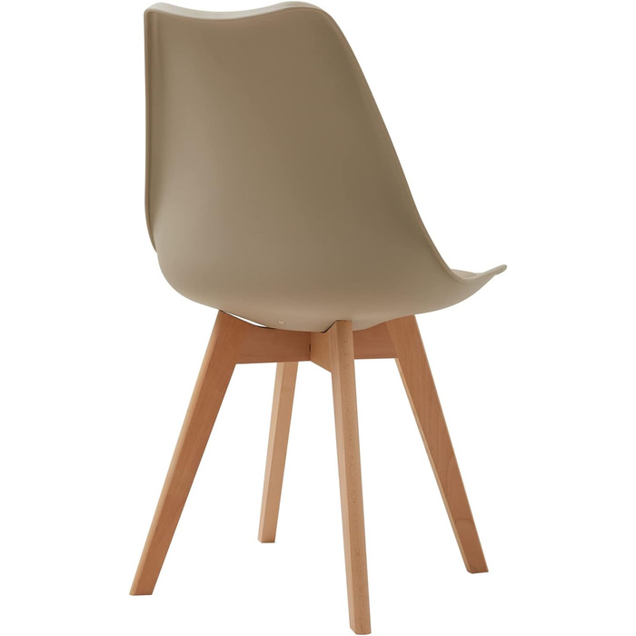 Набір з 6 стільців для їдальні, скандинавський стиль, ретро-дизайн, з м'яким сидінням, для кухні/офісу, з масивними буковими ніжками (колір: коричневий)