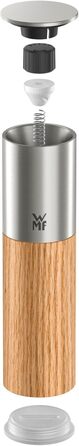 Мельниця WMF Nature Pro: ручна для солі та перцю з керамічним механізмом, регульованим помолом та аромашлузом