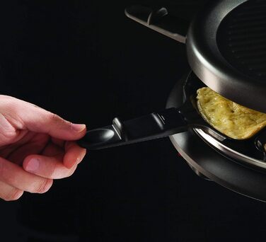 Гриль Ракулет Russell Hobbs 8 осіб з 8 сковородами та дерев'яним шпателем, 2 грильні поверхні: з натурального каменю з канавкою для соку та антипригарне поворотне решітка/тепаньякі, гриль для піци, 26280-56 (Raclette oval)