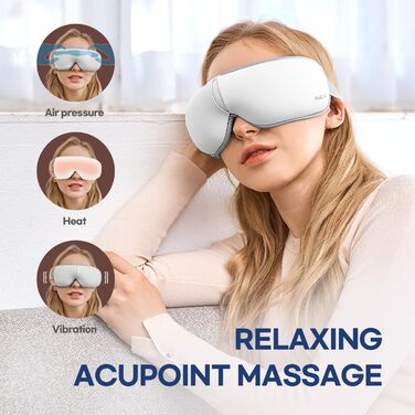 Масажер для очей HubiCare з підігрівом та вібрацією: для зняття втоми, мігрені та темних кіл під очима