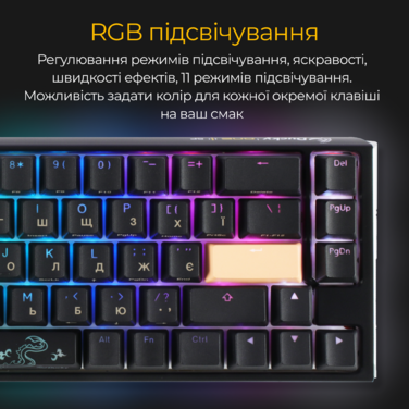Механічна клавіатура Ducky One 3 SF Cherry MX Red RGB Black UA