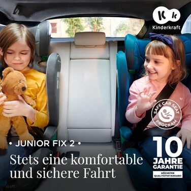 Дитяче автокрісло kk Kinderkraft JUNIOR FIX2 I-SIZE 15-36кг, з Isofix, Група 2/3, 100-150 см, Регульована спинка, Підголівник, Спеціальні системи безпеки, Зручно переносити, 6.3 кг (Grey2, JUNIOR FIX I-SIZE, Single)