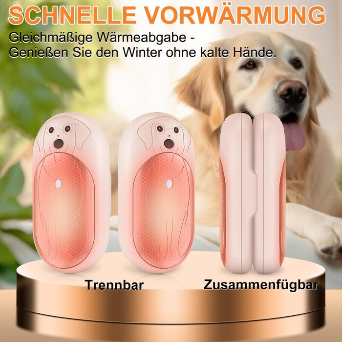 Електричні грілки для рук Lepwings, 2 шт., 6000 мАг, багаторазові, 3 режими, до 20 годин тепла, USB-зарядка, для активного відпочинку взимку, чорні та рожеві