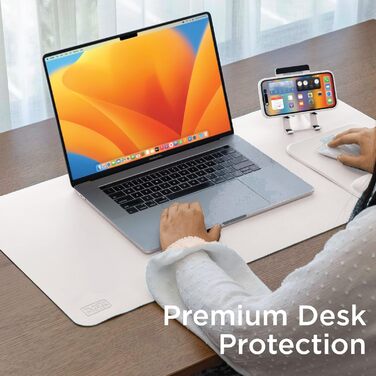 Килимок для столу Black+Decker зі штучної шкіри для клавіатури та миші, захисний підкладник для геймінгу та домашнього офісу (Білий/Сад, 40x81 см)