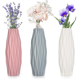 Пластикові вази FORMIZON, сучасна декоративна ваза для квітів з 4 предметів, прикраса для робочого столу, Пластикова ваза з орнаментом для кухні, вітальні, спальні, офісу (сітчаста ваза)