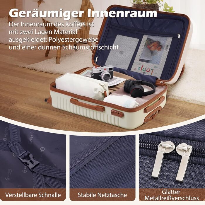 Набір валіз COOLIFE 5 в 1: велика валіза на коліщатках, рюкзак та аксесуари (темно-зелений/коричневий)