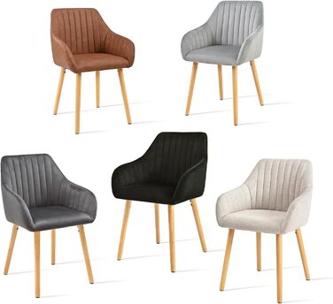 Комплект з 4-х обідніх стільців з підлокітниками, бежевий, з дерев'яними ніжками, з м'яким сидінням, для кухні та вітальні