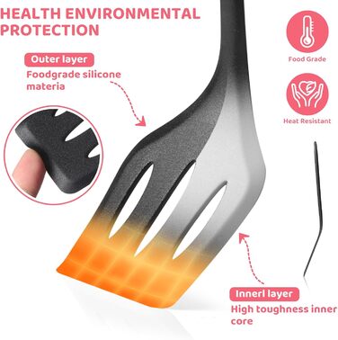 Набір кухонних аксесуарів 37 шт. з силікону, набір кухонних помічників, стійкий до високих температур, безпечний для миття в посудомийній машині, антипригарне покриття (рожево-золотий, чорний)