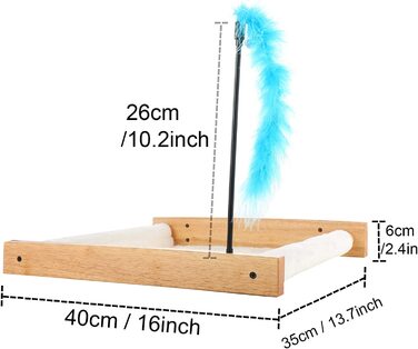 Настінний гамак для кішок Satauko з іграшками з пір'я для кішок, дерев'яні полиці для кішок для великих домашніх кішок, настінне ліжко для кішок меблі для кошенят, щоб спати, грати, лазити, байдикувати.