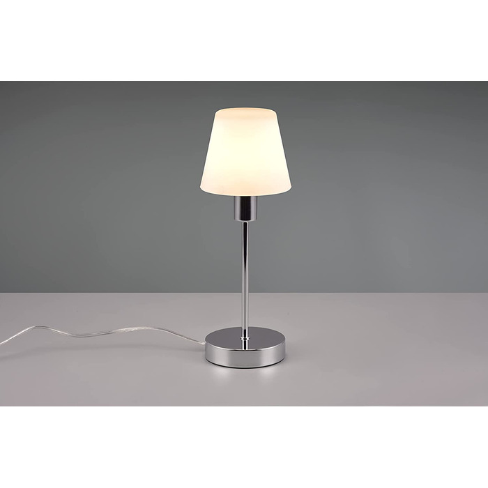 Настільна лампа Trio Leuchten Luis II Chrom з металу та білого склова, E14, сенсорне керування